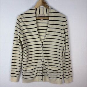 Banana Republic Cream Striped Cashmere Blend Cardigan